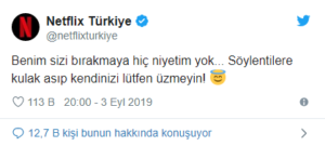 Netflix'in RTÜK lisansı konusundaki tweeti