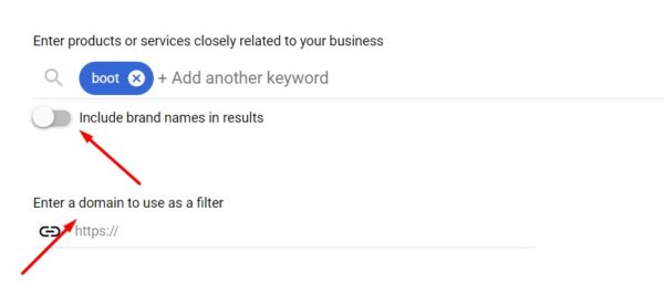 Google Keyword Planner Marka ve İnternet Sitesi Özelliği