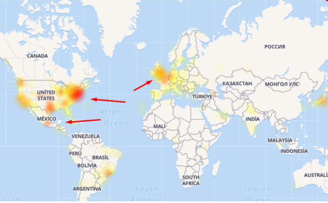 Twitterda Yaşanan Arıza Haritası