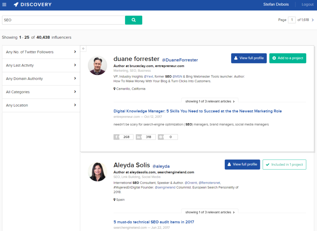 BuzzStream Discovery