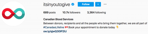 Canadian Blood Services Instagram Biyografisi
