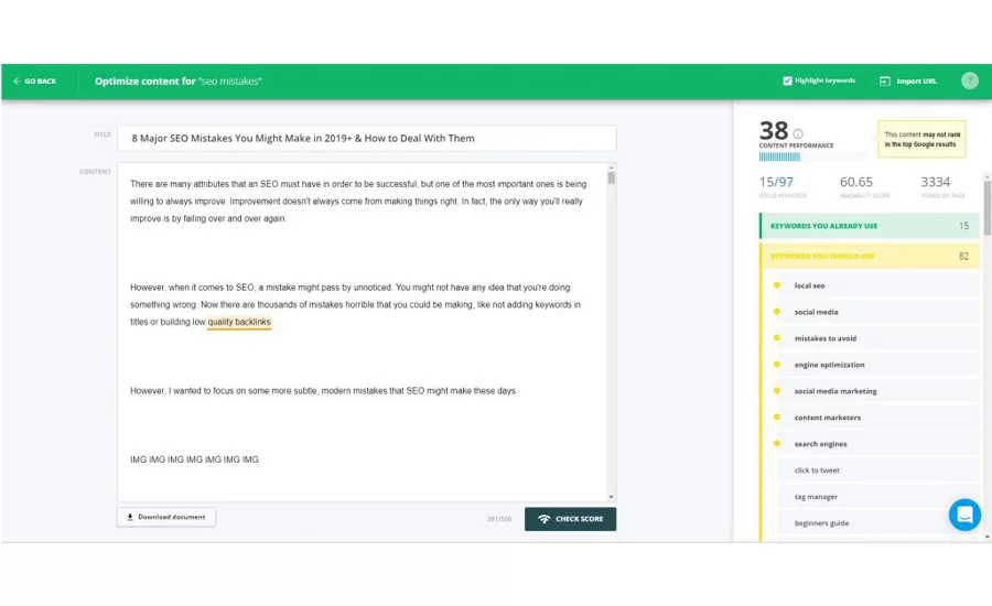 CognitiveSEO İçerik Optimizasyon Aracı