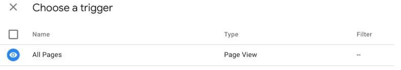 Google Analytics Tetikleyici Seçimi