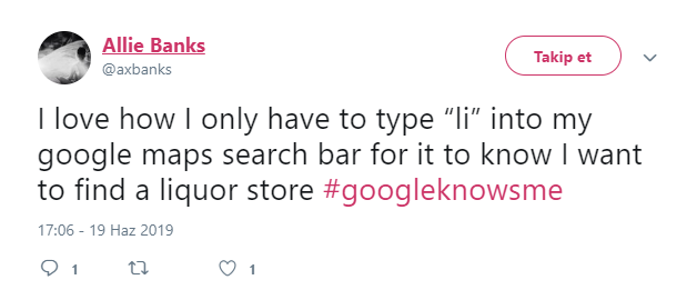 Google Haritalar İle Alakalı Tweet