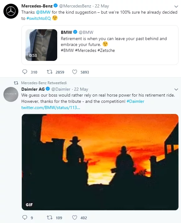 Mercedes Benz Twitter Hesabında BMW’yi Etiketledi