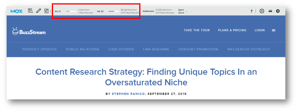 Moz Google Chrome Eklentisi